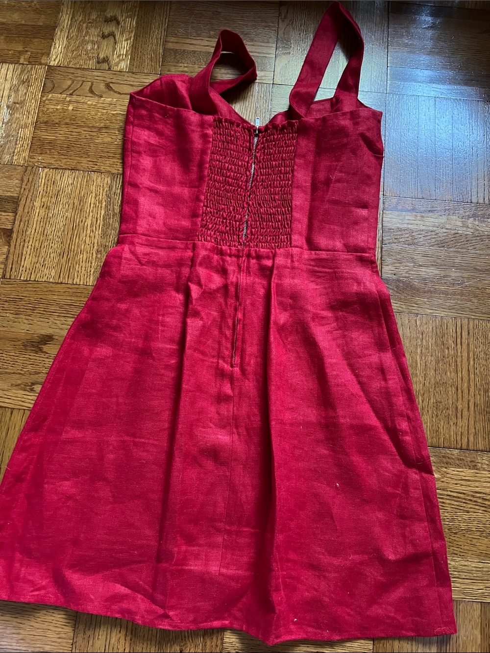 Reformation Red Linen Sweetheart Mini Dress - Picture 4 of 6